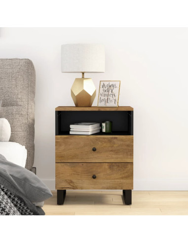 Comodino 50x33x62cm Legno Massello di Mango e Legno Multistrato