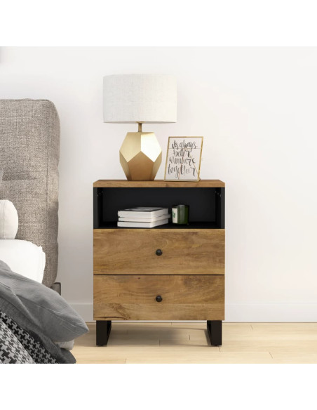 Comodino 50x33x62cm Legno Massello di Mango e Legno Multistrato