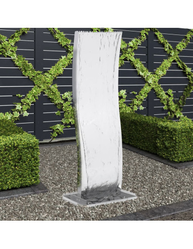 Fontana da Giardino con Pompa in Acciaio Inox 130 cm Curvo