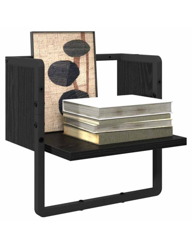 Scaffale da parete con lo scaffale Rovere Nero 30 x 25 x 30 cm