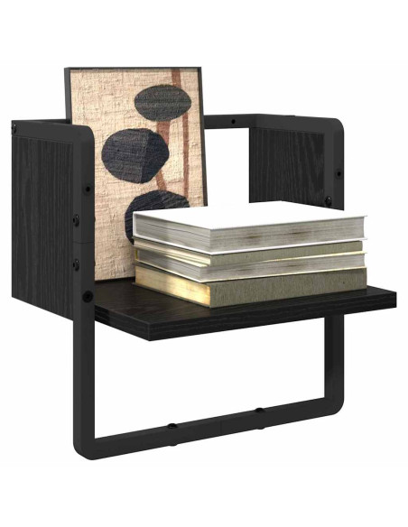 Scaffale da parete con lo scaffale Rovere Nero 30 x 25 x 30 cm