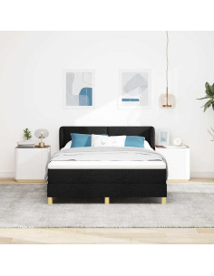 Letto a molle con materasso Nero 140 x 190 cm Tessuto 2