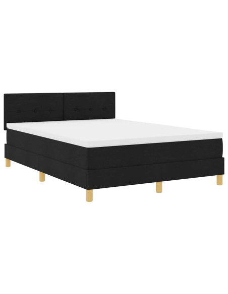 Letto a Sorgente LED con strisce LED Nero 140 x 190 cm Tessuto