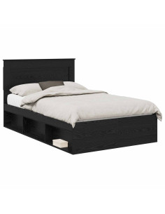 Struttura del letto Nero 135 x 190 cm Pino massello 2