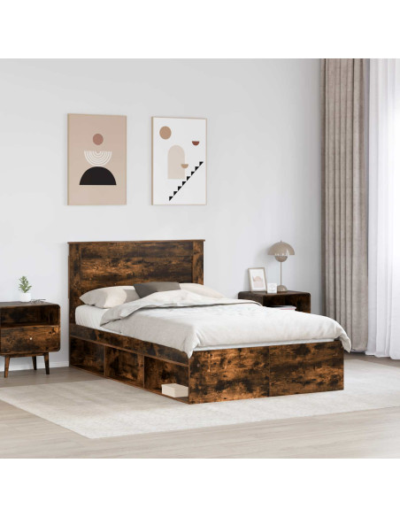 Struttura del letto Rovere fumé 120 x 200 cm Pino massello