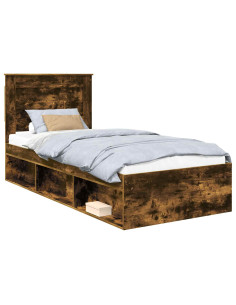 Struttura del letto Rovere fumé 100 x 200 cm Pino massello 2