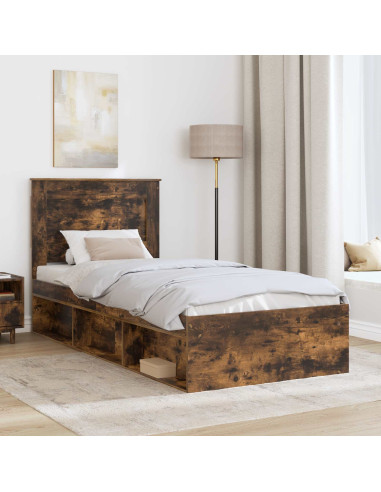 Struttura del letto Rovere fumé 100 x 200 cm Pino massello