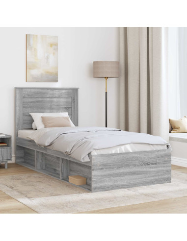 Struttura del letto Grigio Sonoma 90 x 190 cm Pino massello