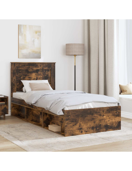 Struttura del letto Rovere fumé 75 x 190 cm Pino massello