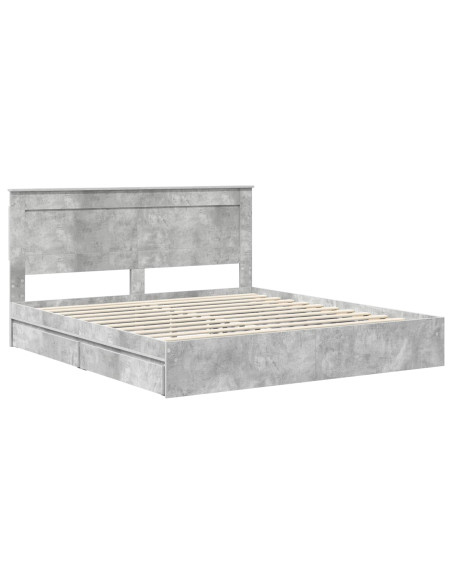 Letto con Contenitore con testiera Grigio cemento 200 x 200 cm