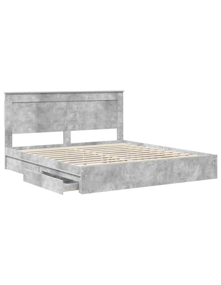 Letto con Contenitore con testiera Grigio cemento 200 x 200 cm