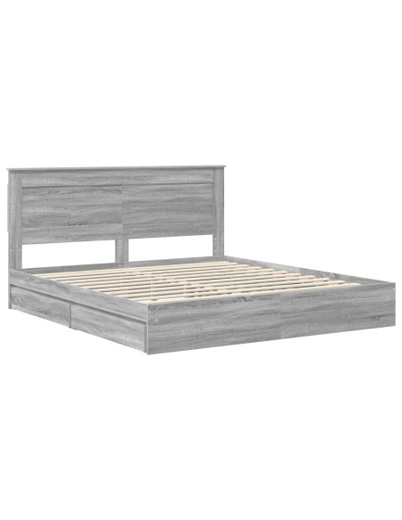 Letto con Contenitore con testiera Grigio Sonoma 200 x 200 cm