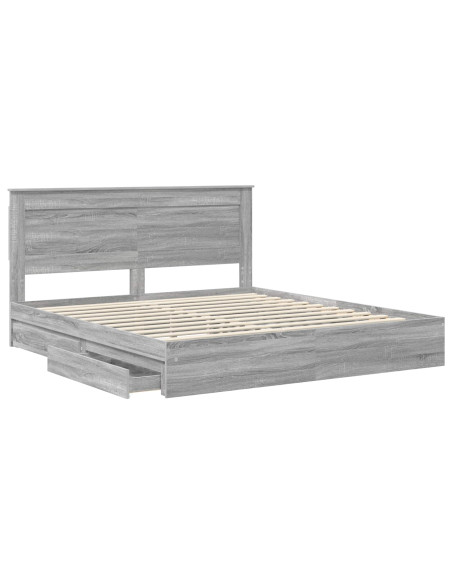 Letto con Contenitore con testiera Grigio Sonoma 200 x 200 cm