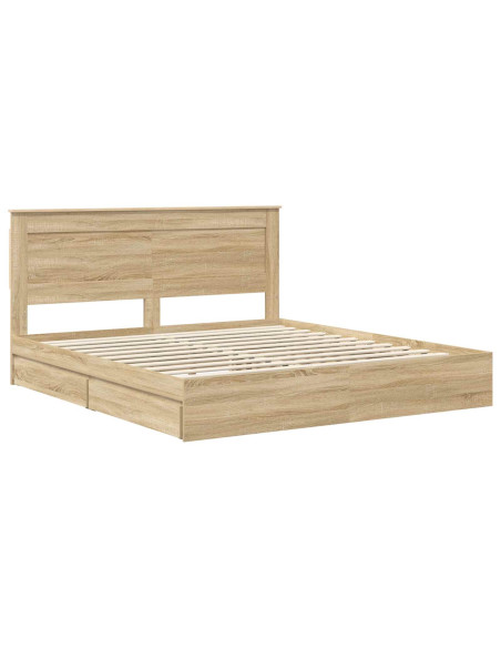 Letto con Contenitore con testiera Rovere Sonoma 180 x 200 cm