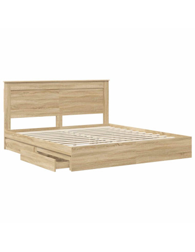 Letto con Contenitore con testiera Rovere Sonoma 180 x 200 cm