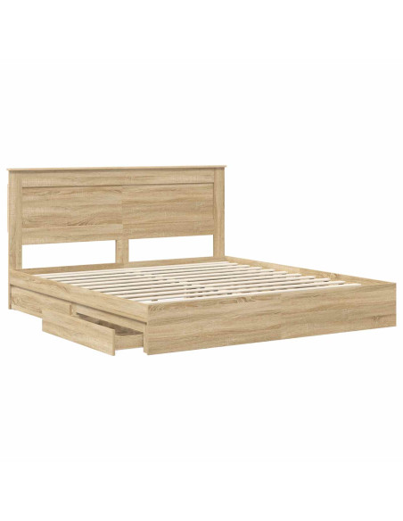 Letto con Contenitore con testiera Rovere Sonoma 180 x 200 cm