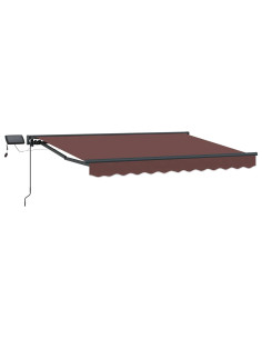 Cornice per Tenda Manuale con LED Marrone 3,5 x 2 m