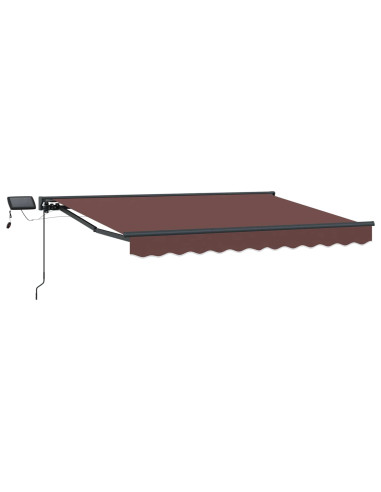 Cornice per Tenda Manuale con LED Marrone 3,5 x 2 m