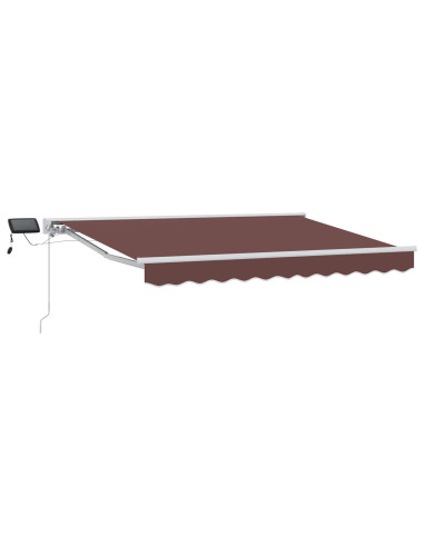 Cornice per Tenda Manuale con LED Marrone 3,5 x 2 m