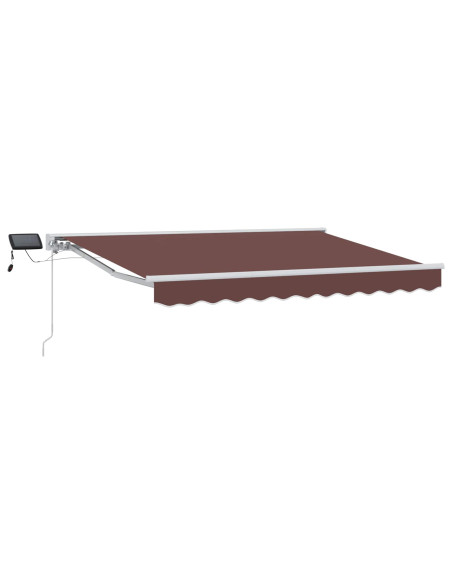 Cornice per Tenda Manuale con LED Marrone 3,5 x 2 m