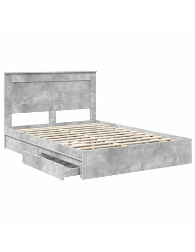 Letto con Contenitore con testiera Grigio cemento 150 x 200 cm