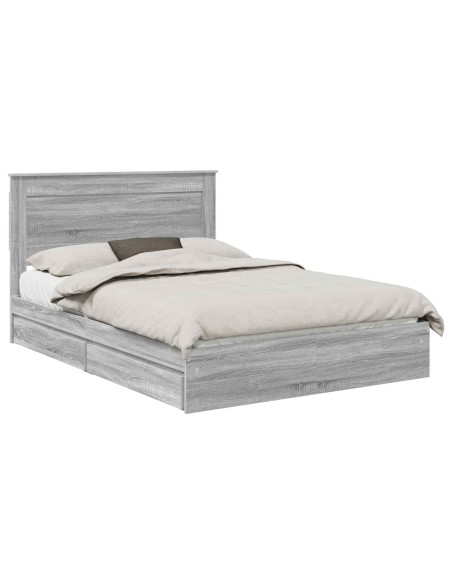 Letto con Contenitore con testiera Grigio Sonoma 150 x 200 cm