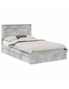 Letto con Contenitore con testiera Grigio cemento 135 x 190 cm 2