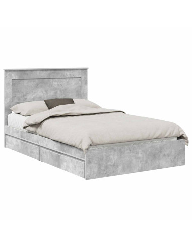 Letto con Contenitore con testiera Grigio cemento 135 x 190 cm
