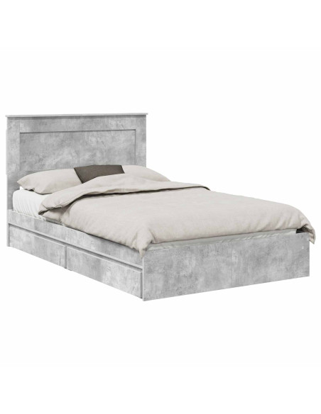 Letto con Contenitore con testiera Grigio cemento 135 x 190 cm