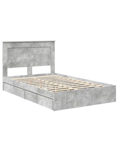 Letto con Contenitore con testiera Grigio cemento 135 x 190 cm