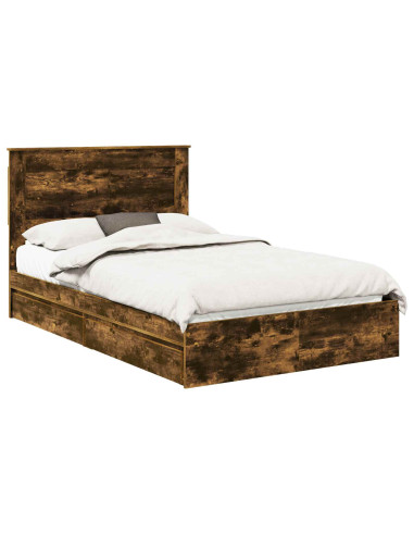 Letto con Contenitore con testiera Rovere fumé 135 x 190 cm