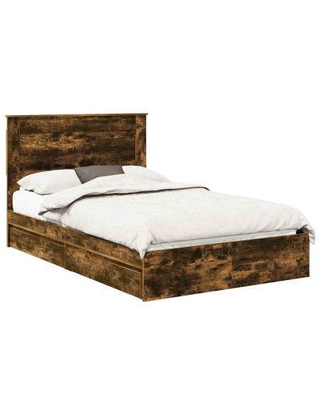Letto con Contenitore con testiera Rovere fumé 135 x 190 cm
