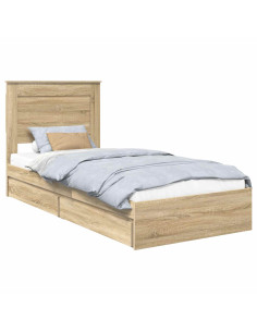 Letto con Contenitore con testiera Rovere Sonoma 100 x 200 cm 2
