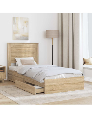 Letto con Contenitore con testiera Rovere Sonoma 100 x 200 cm