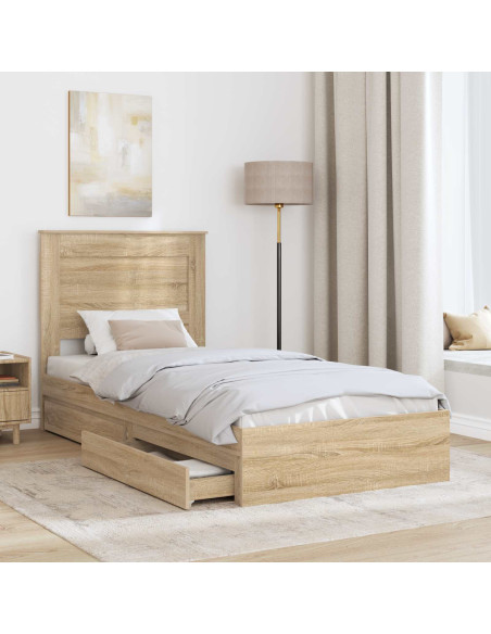 Letto con Contenitore con testiera Rovere Sonoma 100 x 200 cm