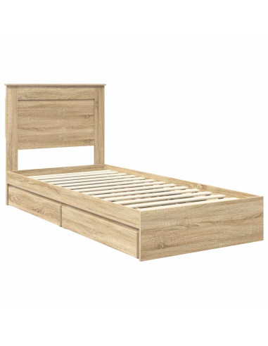 Letto con Contenitore con testiera Rovere Sonoma 100 x 200 cm