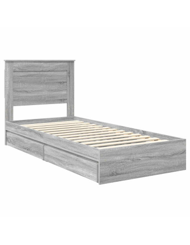 Letto con Contenitore con testiera Grigio Sonoma 100 x 200 cm