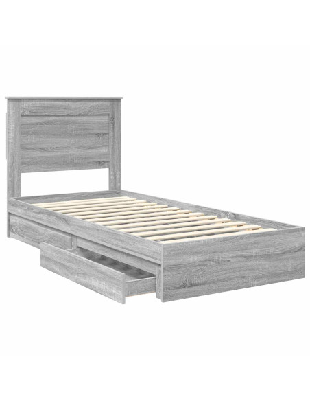 Letto con Contenitore con testiera Grigio Sonoma 90 x 190 cm