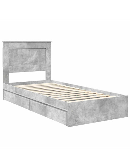 Letto con Contenitore con testiera Grigio cemento 90 x 200 cm
