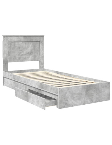 Letto con Contenitore con testiera Grigio cemento 90 x 200 cm