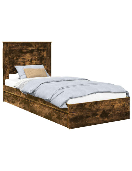 Letto con Contenitore Rovere fumé 90 x 200 cm Legno multistrato