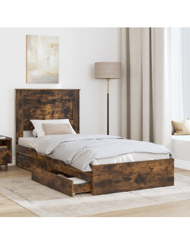Letto con Contenitore Rovere fumé 90 x 200 cm Legno multistrato