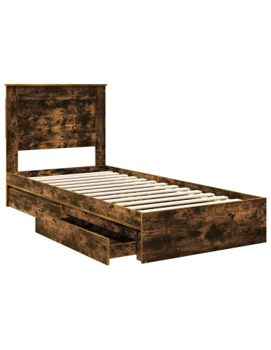 Letto con Contenitore Rovere fumé 90 x 200 cm Legno multistrato