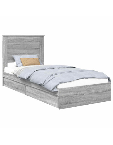 Letto con Contenitore con testiera Grigio Sonoma 90 x 200 cm