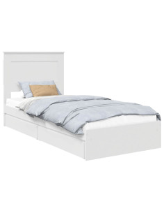 Letto con Contenitore Bianco 75 x 190 cm Legno multistrato 2
