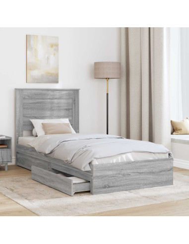 Letto con Contenitore con testiera Grigio Sonoma 75 x 190 cm