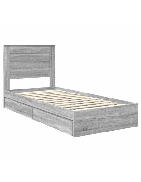 Letto con Contenitore con testiera Grigio Sonoma 75 x 190 cm