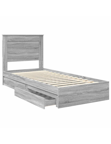 Letto con Contenitore con testiera Grigio Sonoma 75 x 190 cm