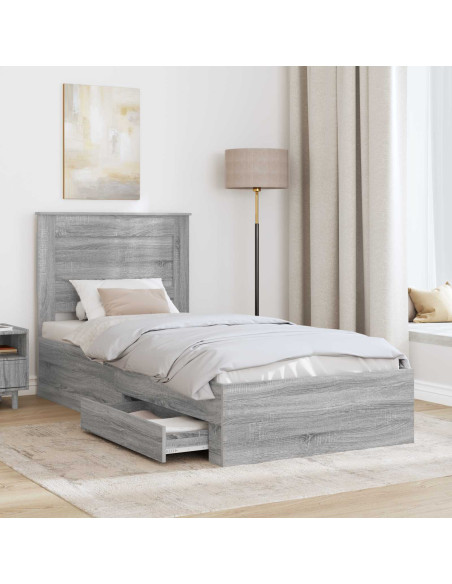 Struttura del letto Grigio Sonoma e Argento 75 x 190 cm
