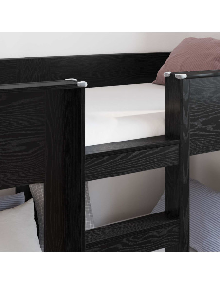 Letto a Castello per Bambini Rovere Nero 75 x 190 cm